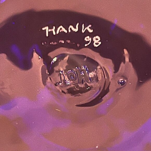 Hot Glass Works 11" Cobalt Blue Lily Pad Abstract Vase - Picture 12 of 12